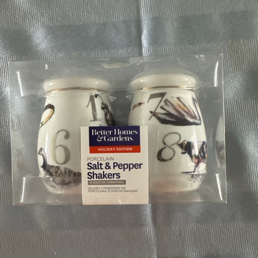 Better Homes & Gardens 12 Days of Christmas Salt & Pepper Shakers New